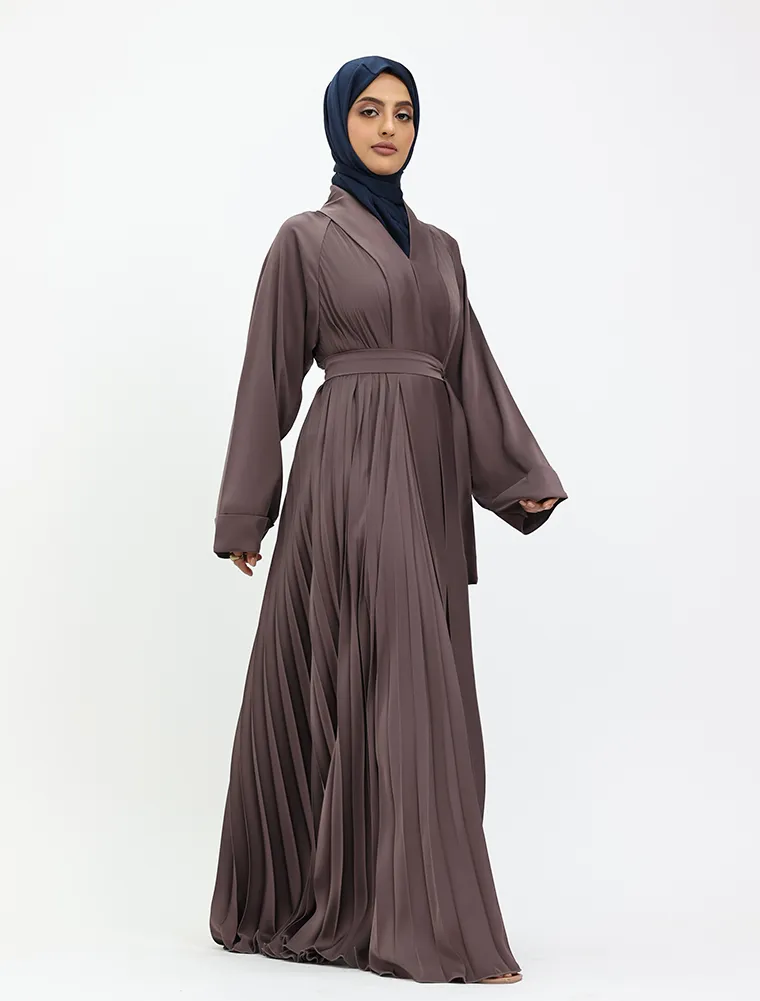 Mauve Pleated Silhouette Abaya